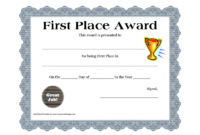 Tooth Fairy Certificate Template Free Unique First Place Throughout First Place Award Certificate Template
