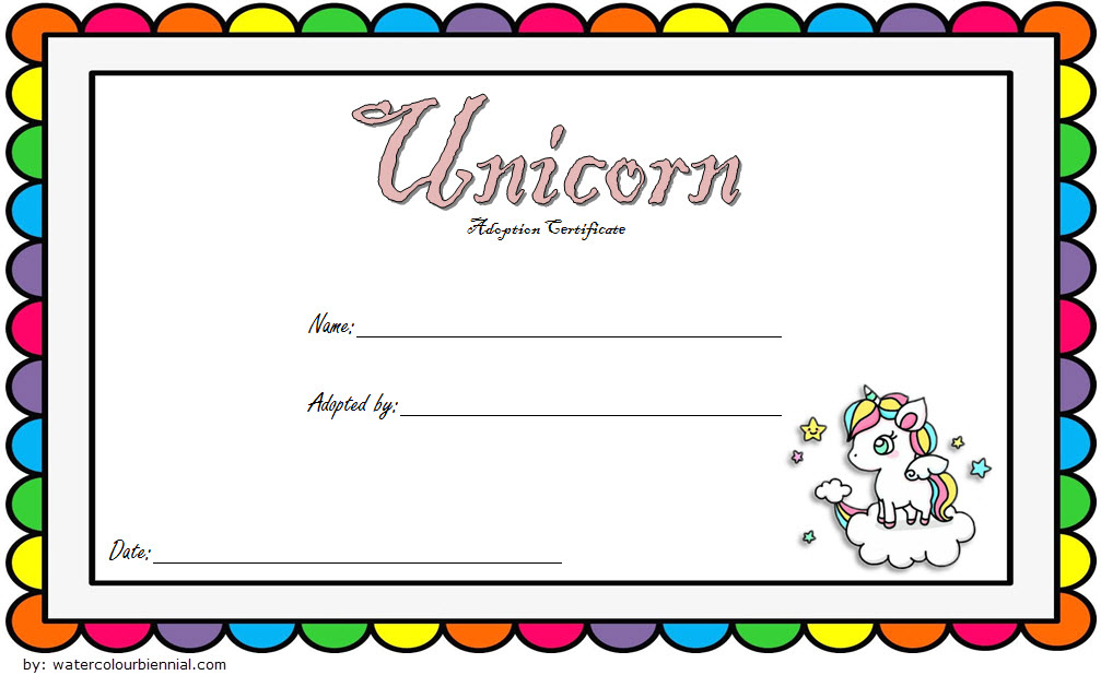 Unicorn Adoption Certificate Templates [7+ Wonderful Throughout Fantastic Stuffed Animal Adoption Certificate Editable Templates
