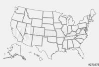 Usa Map Outline. United States Vector Blank Map. Us Line Within Awesome United States Map Template Blank