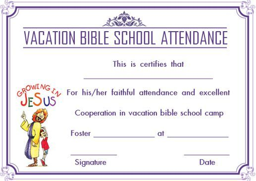 Vbs Certificate Template (2 Intended For Fascinating Vbs Attendance Certificate Template