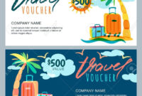 Vector Gift Travel Voucher Template. Tropical Island Throughout Fascinating Travel Gift Certificate Editable