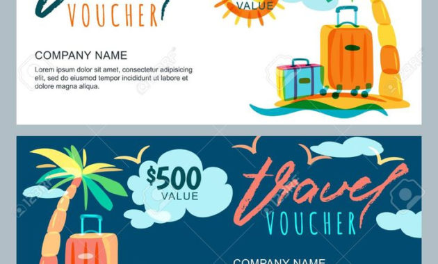 Vector Gift Travel Voucher Template. Tropical Island Throughout Fascinating Travel Gift Certificate Editable
