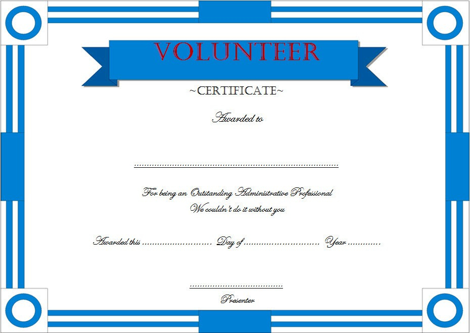 Volunteer Certificate Templates 10+ Best Designs Free With Regard To Simple Volunteer Certificate Templates