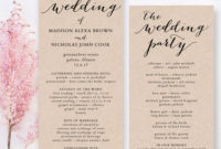 Wedding Program Template Printable Wedding Program Diy With Wedding Reception Agenda Template