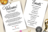 Wedding Welcome And Itinerary Card Editable Pdf Template With Regard To Free Wedding Agenda Template