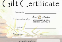 Yoga Gift Certificate Template Free New Beautiful Spa Gift Intended For Spa Gift Certificate