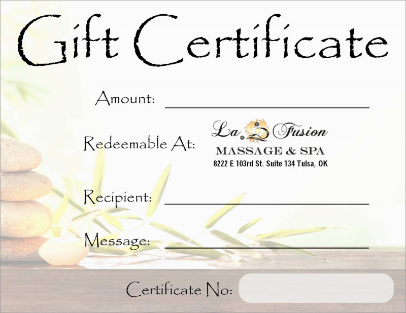 Yoga Gift Certificate Template Free New Beautiful Spa Gift Intended For Spa Gift Certificate
