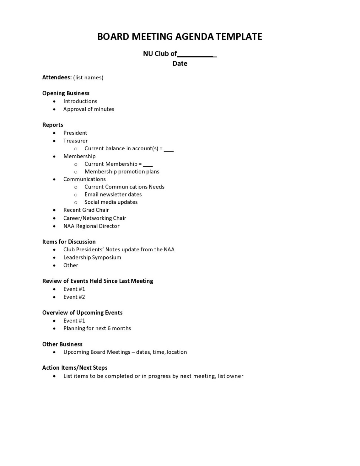 Board Meeting Agenda Templates (% FREE) ᐅ TemplateLab