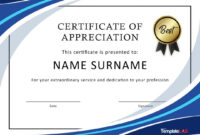 Formal Certificate Of Appreciation Template Downloads