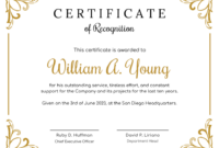 Exemplary Achievement Award Certificate Template