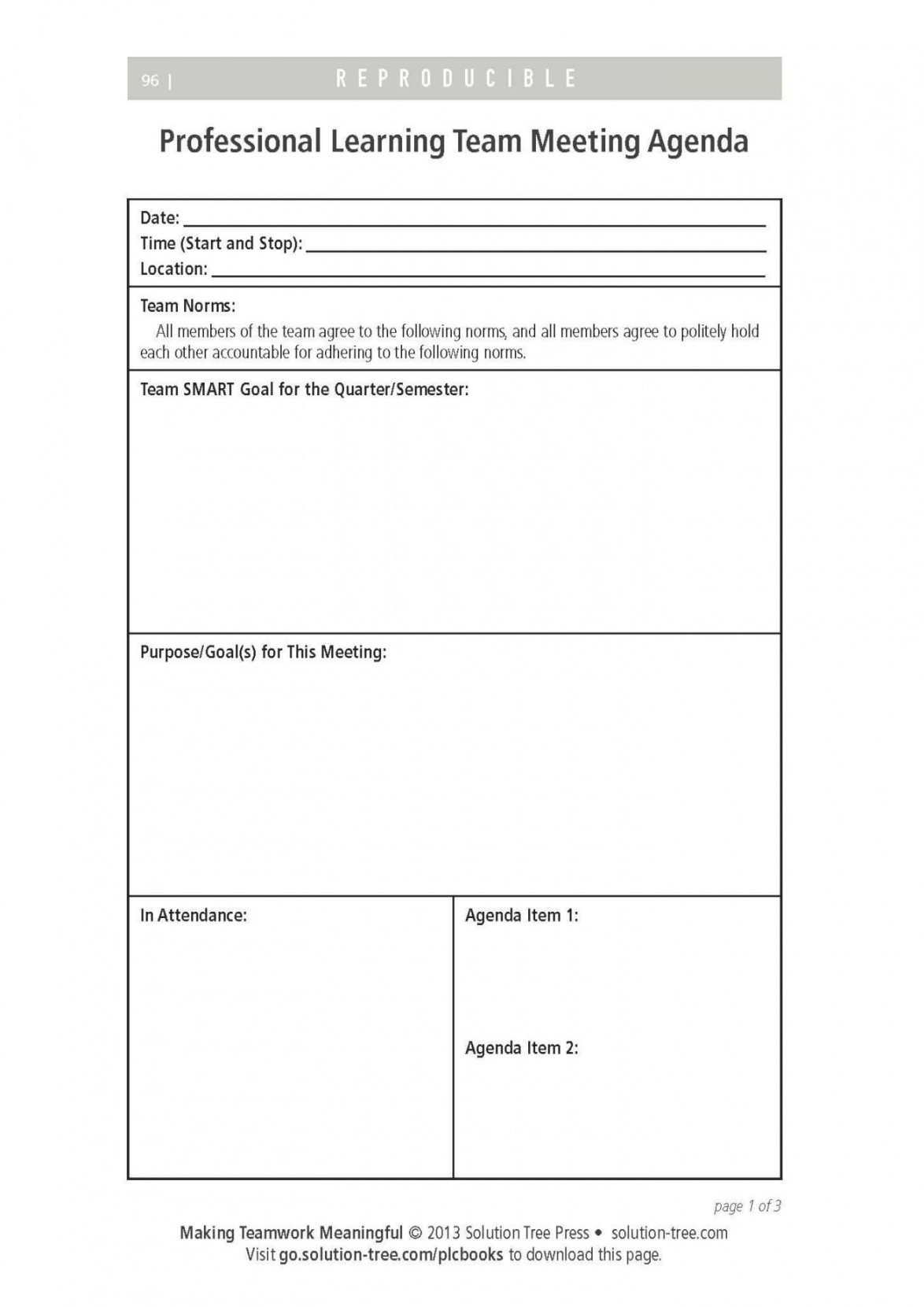 Grade Level Meeting Agenda Template