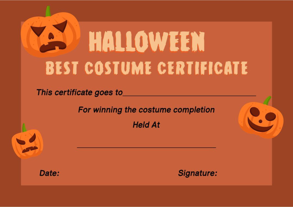 Halloween Certificate Templates -  Free PDF Printables  Printablee