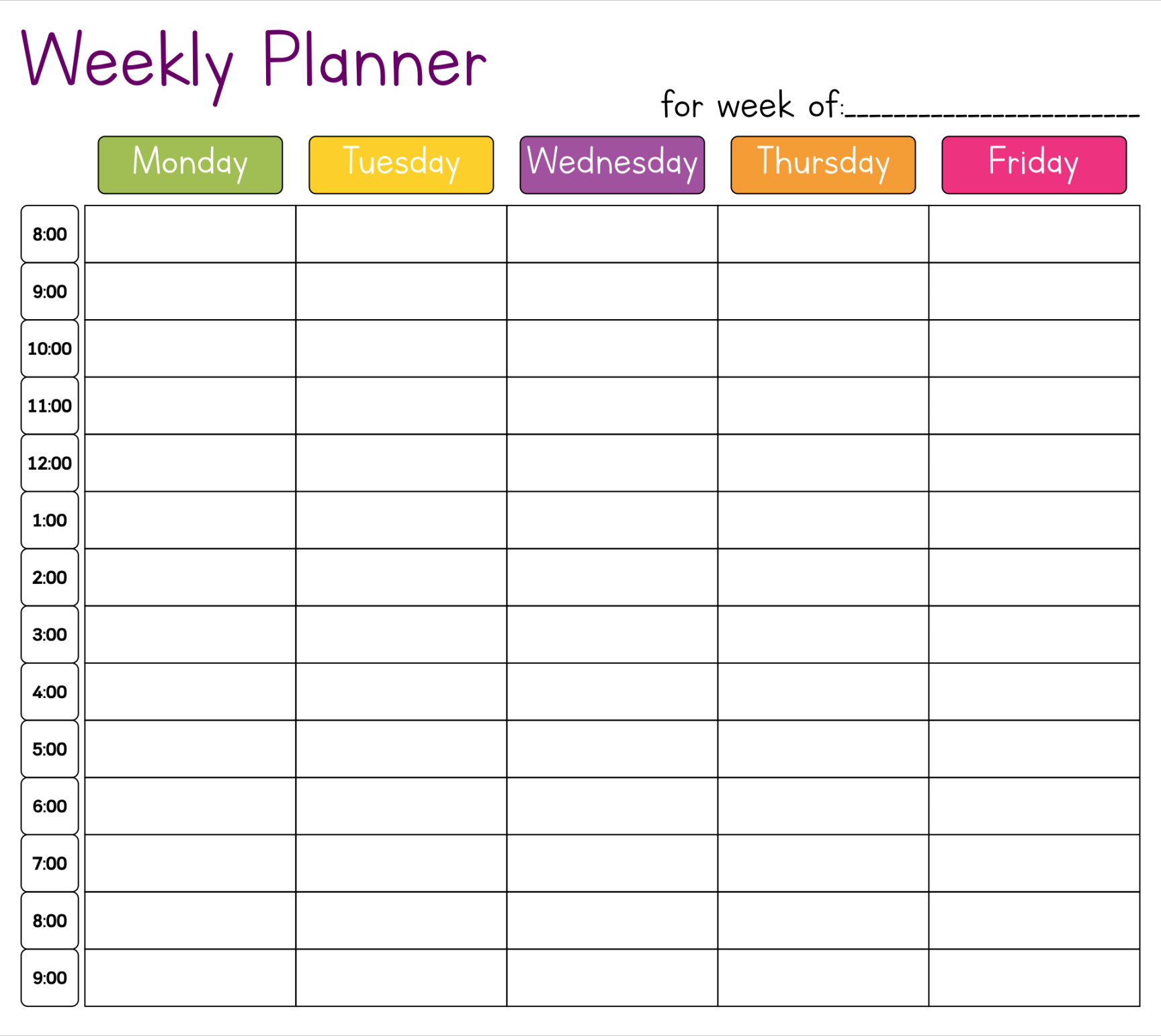 Hourly Calendar Template -  Free PDF Printables  Printablee