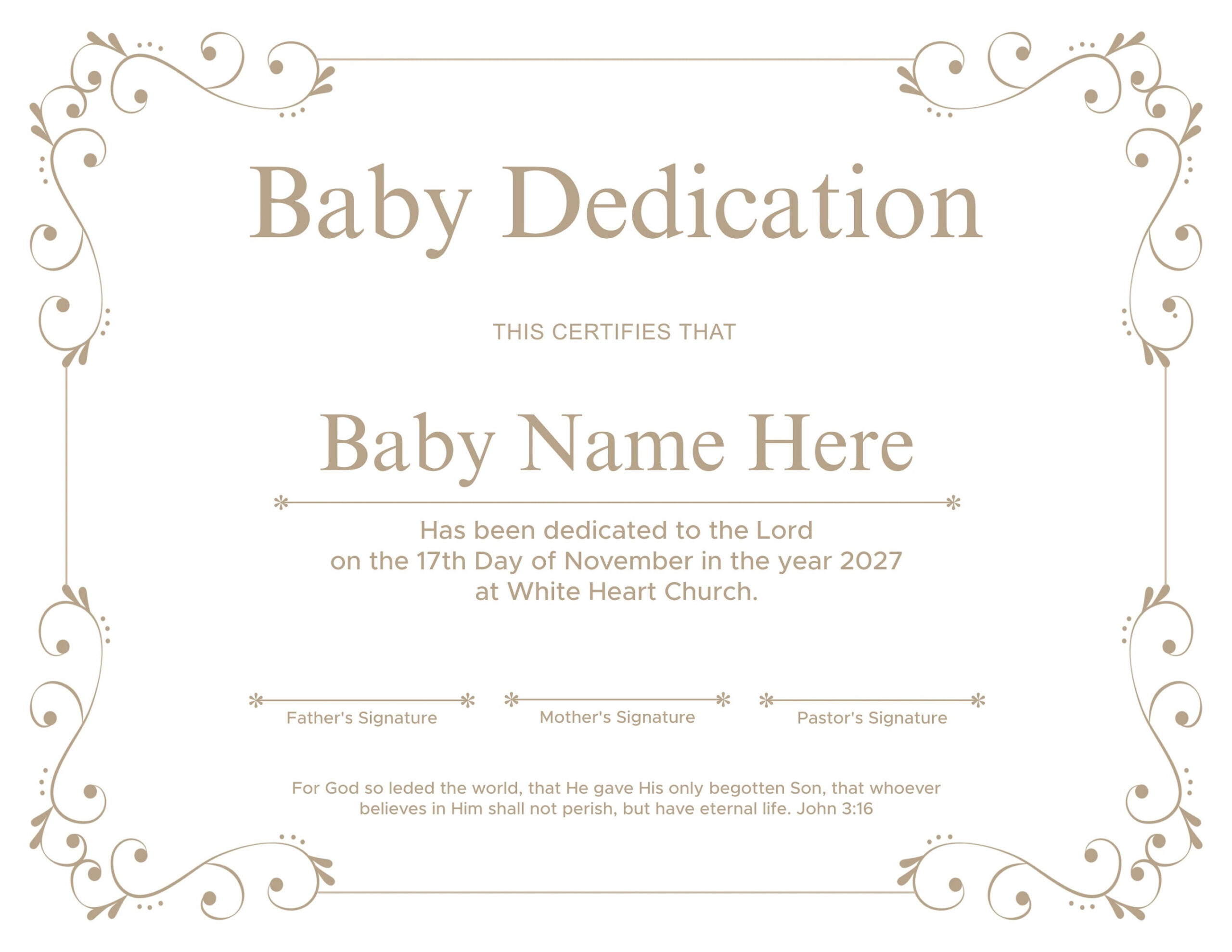 Printable Baby Dedication Certificate