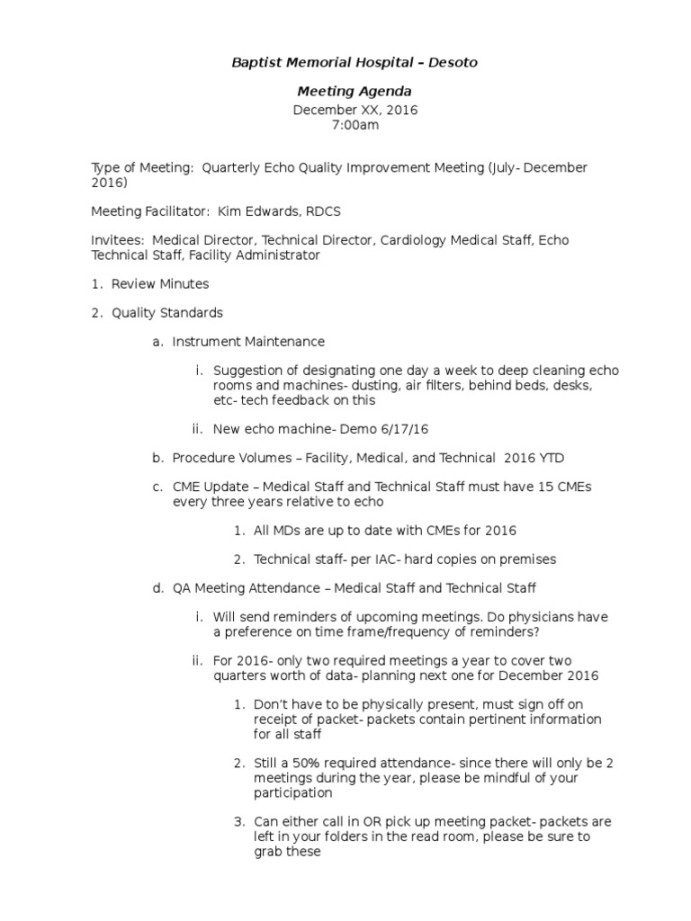 Qi Meeting Agenda Template  PDF  Heart Valve  Cardiovascular System