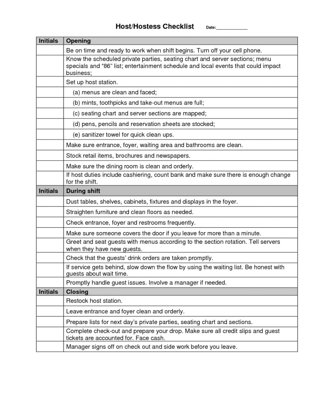 Restaurant Manager Meeting Agenda Template