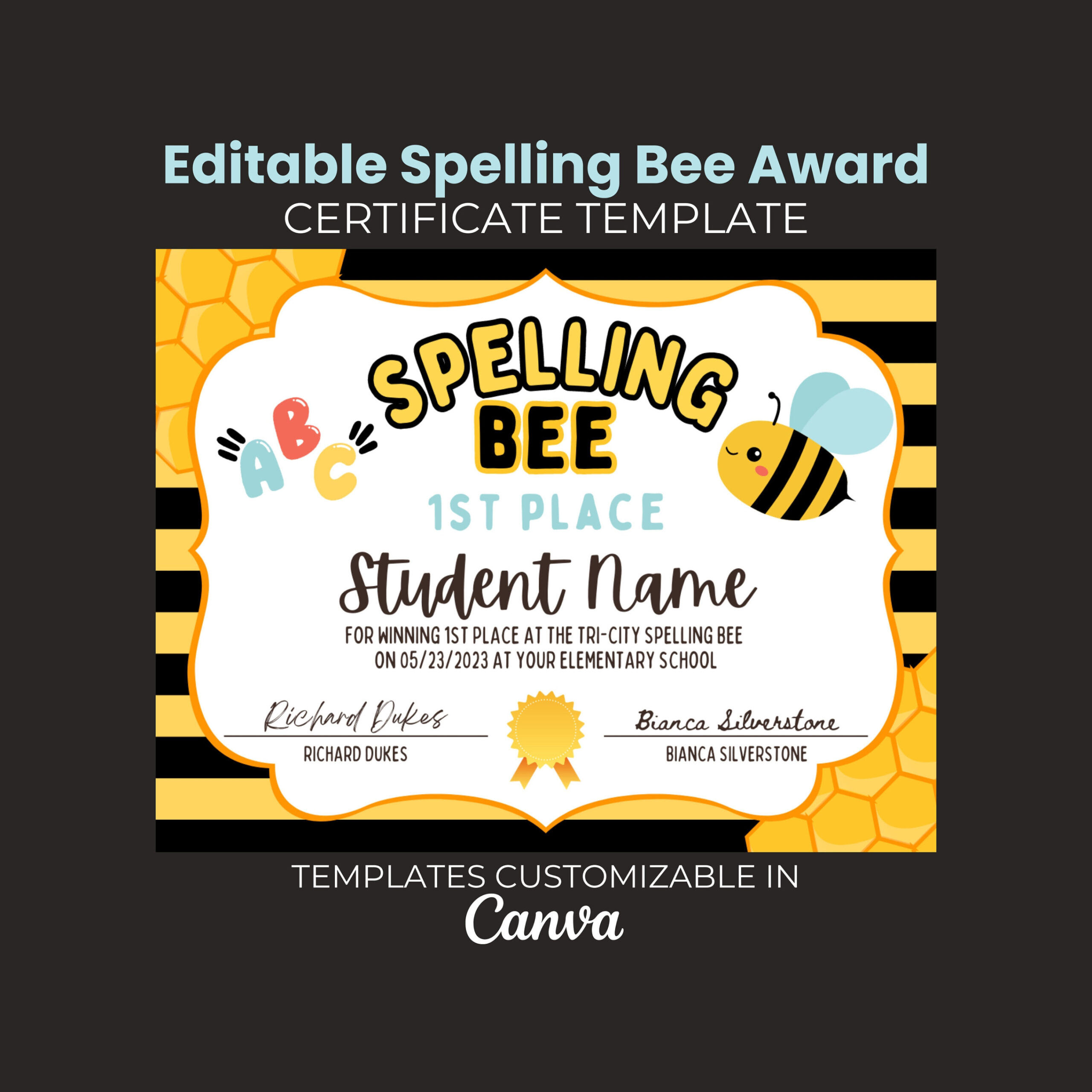 Spelling Bee Certificates, Spelling Bee Printable Certificates