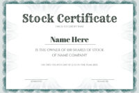 Stock Certificate Template For Microsoft Word