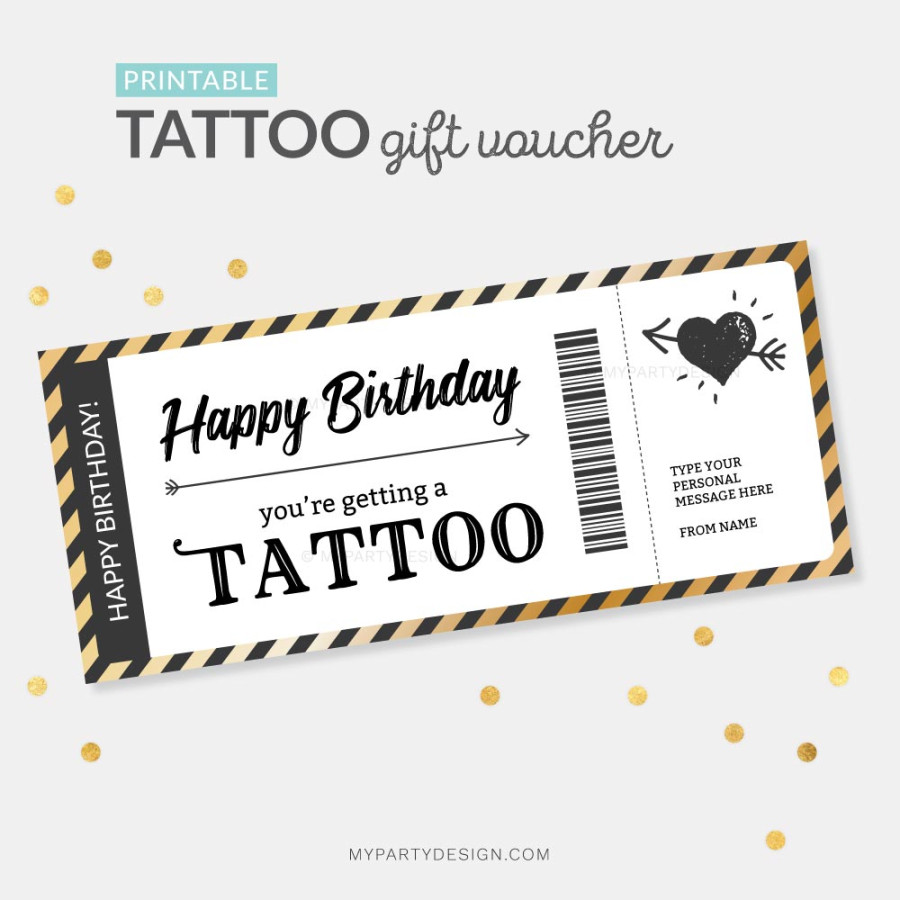 Tattoo Voucher Template, Printable File - My Party Design